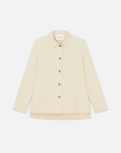 Hot Lafayette 148 New York Bi-Stretch Pima Cotton Buttoned Shirt Jacket Stone