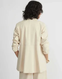 Hot Lafayette 148 New York Bi-Stretch Pima Cotton Buttoned Shirt Jacket Stone