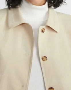 Hot Lafayette 148 New York Bi-Stretch Pima Cotton Buttoned Shirt Jacket Stone