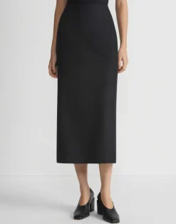 Lafayette 148 New York Boiled Wool-Cashmere Jersey Pencil Skirt Black