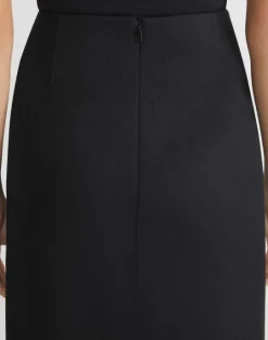 Lafayette 148 New York Boiled Wool-Cashmere Jersey Pencil Skirt Black