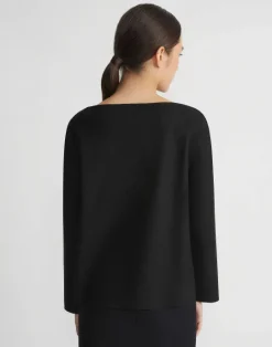 Hot Lafayette 148 New York Boiled Wool-Cashmere Jersey Bateau Neck Top Black