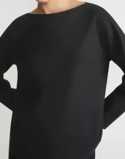 Hot Lafayette 148 New York Boiled Wool-Cashmere Jersey Bateau Neck Top Black