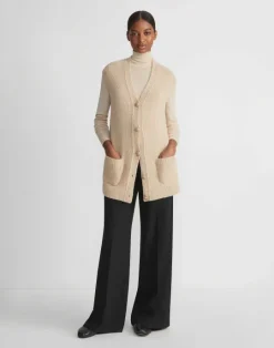 Best Lafayette 148 New York Camel Hair Chainette Button Sweater Vest Natural