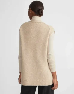 Best Lafayette 148 New York Camel Hair Chainette Button Sweater Vest Natural