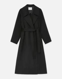 Hot Lafayette 148 New York Camel Hair Oversized Trench Coat Black
