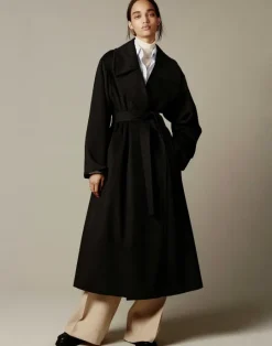 Hot Lafayette 148 New York Camel Hair Oversized Trench Coat Black