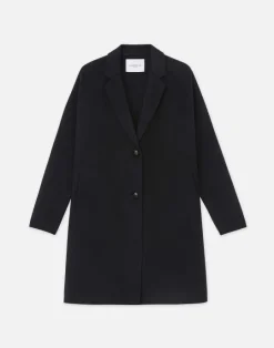 New Lafayette 148 New York Cashmere Double Face Oversized Car Coat Black