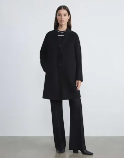 New Lafayette 148 New York Cashmere Double Face Oversized Car Coat Black