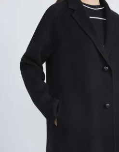 New Lafayette 148 New York Cashmere Double Face Oversized Car Coat Black