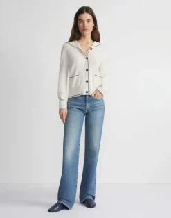 Outlet Lafayette 148 New York Cashmere Tipped Sailor Cardigan Cloud Multi