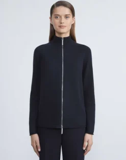 Outlet Lafayette 148 New York Cashmere Zip Front Cardigan Black