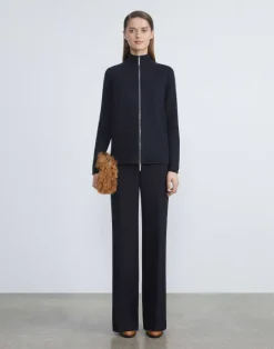 Outlet Lafayette 148 New York Cashmere Zip Front Cardigan Black