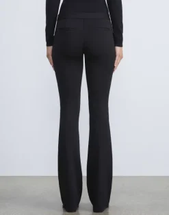 Clearance Lafayette 148 New York Compact Stretch Viscose Waldorf Flared Pant Black