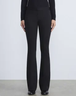 Clearance Lafayette 148 New York Compact Stretch Viscose Waldorf Flared Pant Black