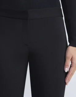 Clearance Lafayette 148 New York Compact Stretch Viscose Waldorf Flared Pant Black