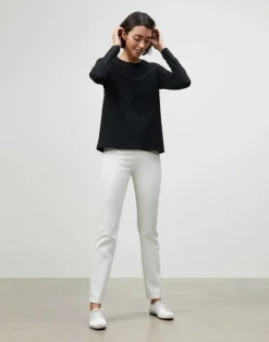 Online Lafayette 148 New York Cotton Jersey Modern Long Sleeve Tee White