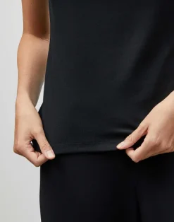 Sale Lafayette 148 New York Cotton Rib Scoop Neck T-Shirt Ice Water