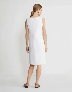 Hot Lafayette 148 New York Cotton Sateen Bateau Sheath Dress Delphinium Blue