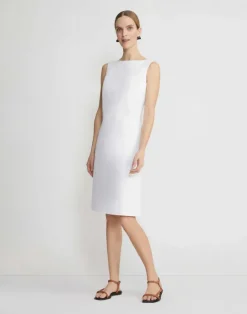 Hot Lafayette 148 New York Cotton Sateen Bateau Sheath Dress Delphinium Blue