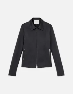 Online Lafayette 148 New York Cotton Sateen Zip Pocket Jacket Black