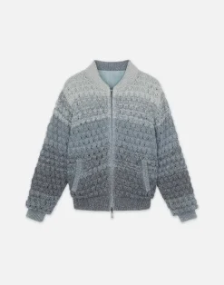 Online Lafayette 148 New York Denim Yarn & Organic Chambray Reversible Bomber Denim Multi