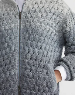 Online Lafayette 148 New York Denim Yarn & Organic Chambray Reversible Bomber Denim Multi