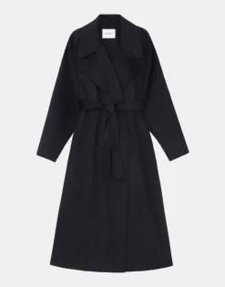 Online Lafayette 148 New York Double Face Cashmere Oversized Trench Coat Black