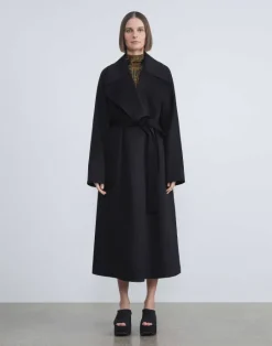 Online Lafayette 148 New York Double Face Cashmere Oversized Trench Coat Black