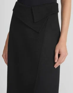 Online Lafayette 148 New York Double Face Wool-Cashmere Foldover Midi Skirt Black
