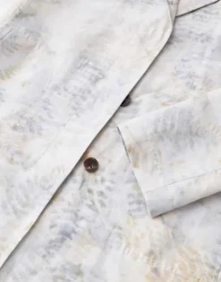 Lafayette 148 New York Eco Fern Print Linen-Poly Overcoat Bluestone Multi