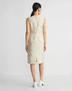 Hot Lafayette 148 New York Eco Flora Jacquard Cotton-Silk Sheath Dress Dune Multi