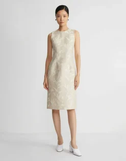 Hot Lafayette 148 New York Eco Flora Jacquard Cotton-Silk Sheath Dress Dune Multi