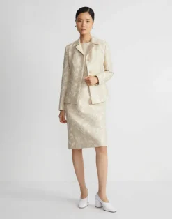Hot Lafayette 148 New York Eco Flora Jacquard Cotton-Silk Sheath Dress Dune Multi