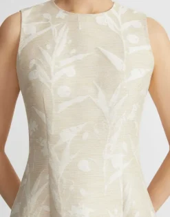 Hot Lafayette 148 New York Eco Flora Jacquard Cotton-Silk Sheath Dress Dune Multi