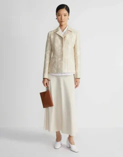 Discount Lafayette 148 New York Eco Flora Jacquard Cotton-Silk Patch Pocket Blazer Dune Multi