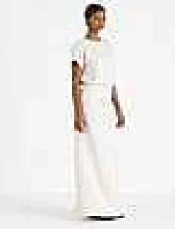Discount Lafayette 148 New York Eco Flora Jacquard Linen-Viscose T-Shirt Blouse Pebble