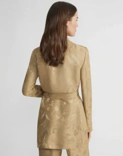 Discount Lafayette 148 New York Eco Flora Jacquard Linen-Viscose Belted Blazer Cadet Khaki