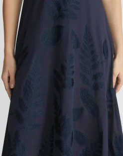 New Lafayette 148 New York Eco Flora Jacquard Viscose-Silk Voile Handkerchief Dress Ink