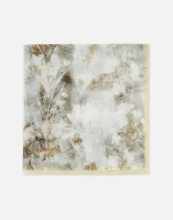 Discount Lafayette 148 New York Eco Leaves Print Cotton-Silk Scarf Yellow Yarrow/Pebble