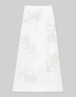 Hot Lafayette 148 New York Embroidered Flora Linen Skirt White