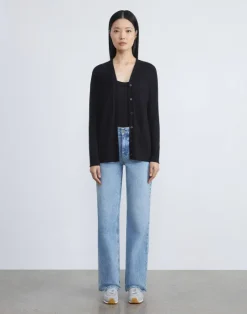 Online Lafayette 148 New York Fine Gauge Cashmere V-Neck Cardigan Aerial Blue