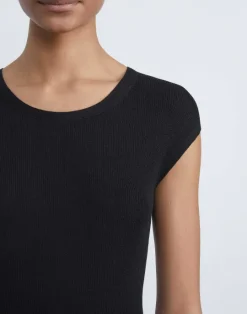 Best Lafayette 148 New York Finespun Voile Ribbed Cap Sleeve Top Golden Medallion