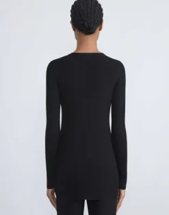 Online Lafayette 148 New York Finespun Voile Ribbed Long Cardigan Black