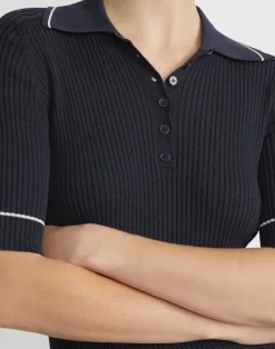 Best Lafayette 148 New York Finespun Voile Tipped Polo Ink Multi