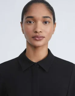 New Lafayette 148 New York Finesse Crepe Belted Shirtdress Seawater