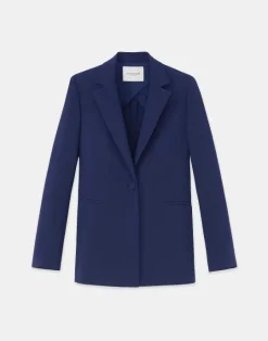 Clearance Lafayette 148 New York Finesse Crepe Blazer Midnight Blue