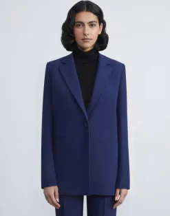 Clearance Lafayette 148 New York Finesse Crepe Blazer Midnight Blue