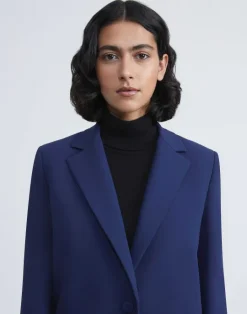 Clearance Lafayette 148 New York Finesse Crepe Blazer Midnight Blue