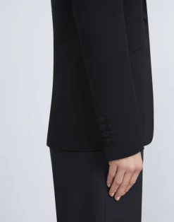 Online Lafayette 148 New York Finesse Crepe Cutaway Blazer Black